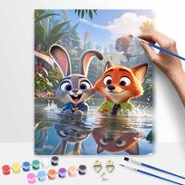 Disney Zootopia Judy and Nick Paint By Numbers Hand Painting Kit. Home Decor Gift 20x30cm gray