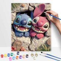 Disney Stitch and Angel oil paint by numbers painting kit handmade diy home decoration gift 50x70cm