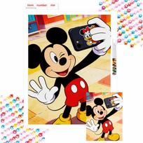 Disney diamond painting handmade diy mosaic Mickey Mouse selfie cartoon character rhinestone kit home decoration gift Round 30x40cm black
