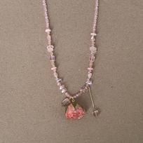 Spicy Girl Pink Rose Beaded Necklace: Sweet, Cool, High-End Fashion for Women gray