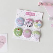 Cute Kawaii Cartoon Button Badges 6 PCS Assorted Pastel Designs Smooth Surface for Backpack Jacket Hat Decor A1 gray