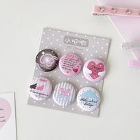 Cute Kawaii Cartoon Button Badges 6 PCS Assorted Pastel Designs Smooth Surface for Backpack Jacket Hat Decor A3 white
