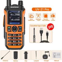 Baofeng UV 21 Pro Belaidis Dažnio Kopijavimo Racija Ilgo Nuotolio Daugiajuostis Atsparus Vandeniui C Tipo Mėgėjiškas Radijas UV-21 GPS UV5R mini Euro oranžinė