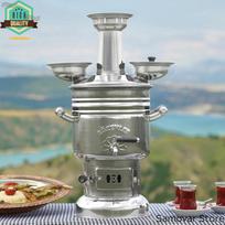 Nerūdijančio plieno turkiškas samovaras lauko medinė viryklė Samovar arbatinuko rinkinys Šildiklis Arbatos virdulys Arbatos indas Viryklė Arbatos piknikas Vandens katilas Stainless steel samovar