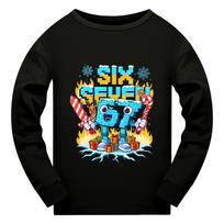 5193 Vaikams Berniukams Mergaitėms Steal a Brainrot 67 Šeši Septyni Spausdinimas Ilgomis Rankovėmis T-shirt 120cm juoda