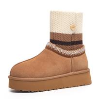 Snow boots women's velvet thickened medium tube winter new cotton shoes women wear snow cotton shoes cold-resistant bread shoes women 40 beige