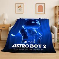 Žaidimo Astro Bot Animacinis flanelinis pledas Minkštas šiltas pledas miegamajam svetainei lovai kelionei stovyklavimui iškylai vaiko dovana 75x90cm blue