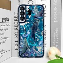 Ocean Whale Shark Swimming Clear Phone Case for Samsung A55 A54 A53 A51 A70 A32 A31 A22 A13 4G 5G Soft Cover Aesthetic Art Funda Samsung A55 blue