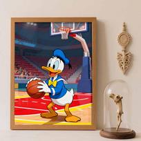 Disney diamond art painting kit Donald duck basketball handmade diy gifts, wall art crafts, room decoration Round 40x50cm