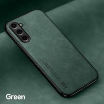 Prabangus odinis dėklas, skirtas Samsung S25 S24 S23 Ultra FE A56 A55 A36 A35 A26 A15 A16 5G, su metalinės plokštelės atrama, automobilio laikiklis Samsung S23 Ultra žalia