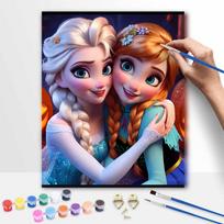 Disney Frozen Elsa and Anna oil painting art kit handmade painting diy home decoration 50x70cm