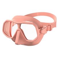 Silicone Edge Snorkeling Mask With Anti-Fog Tempered Glass Lens Clear Underwater Vision Pink beige