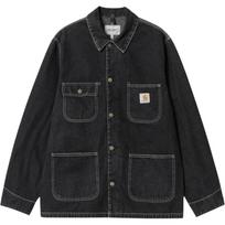 Carhartt WIP Logo Loose Fit Single Breasted Denim Jacket Men jackets Midnight-Blue I031896-89-06 L black