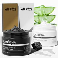 Blackhead Remover - Peel-Off Mask Kit for Nose and Face 1.05 oz, 2 Aloe Pore Strips + Bamboo Charcoal black