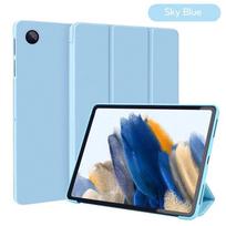 Planšetinio kompiuterio odinis dėklas, skirtas Samsung Galaxy S6 Lite P610 P615 A7 A7 Lite A8.0 A10.1 A10.5 Tab A8 X205 X200 S7 S8 11 PU silikoninis TPU išmanusis dėklas Galaxy tab s9 dangaus mėlyna spalva