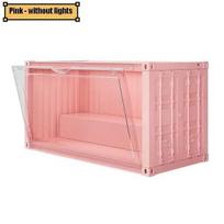 Doll Toy Storage Box with Light Blind Box Display Stand Dustproof Stackable Organizer Case for Figures Showcase Organizer Boxes L black