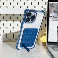 Silikoninis siurbtukas telefono stovas ir laikiklis - Universalus sulankstomas lipdukas ant nugarėlės. Back Sticker Version tamsiai mėlyna spalva
