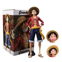 Hot Anime One Piece Figure Confident Smiley 28CM Luffy Three Form Face Changing Action Figurine PVC Model Playthings Collection Gifts black