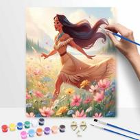Disney Pocahontas oil painting art painting kit, handmade diy art painting home wall decoration, beautiful princess aesthetic decor 20x30cm brown