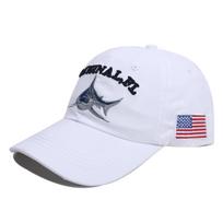 Classic Retro Denim Baseball Cap with Embroidered Shark - Unisex Sun Protection Duckbill Hat M (56-58cm) white