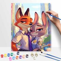 Disney Zootopia Nick and Judy oil painting digital painting art kit handmade diy painting home decoration gift 20x30cm beige