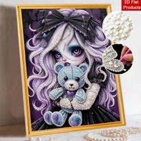 Halloween pearl painting art full pearl handmade diy home decorations purple anime character bear design wall decor craft kit 30x40 black