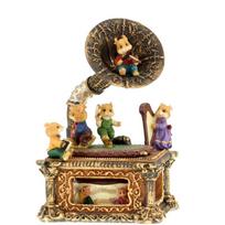 Handcrafted Resin Music Box Vintage Gramophone Decorative Gift Birthday Wedding Anniversary Home Decoration 12.5x12.5x20cm beige