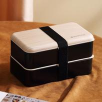 Double-Layer Bento Lunch Box Adults Students Microwave-Safe PP Container With Utensils 1.2L White chopsticks only, no knife gray