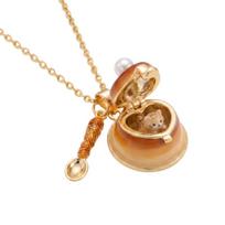 Gold Tone Openable Pendant Necklace Dessert Locket Charm Clavicle Chain for Party Styling Daily Wear and Small Gift Giving