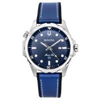 Bulova Marine Star serijos Silikoninis dirželis Mėlynas ciferblatas Kvarcinis 96B419 100M Vyriškas laikrodis mėlyna