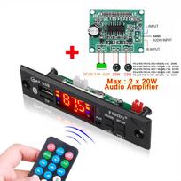 „Kebidu“ automobilio garso modulis „Bluetooth“ MP3 dekoderio lenta Automatinis aukštos kokybės muzikos grotuvas FM radijas WMA su nuotolinio valdymo stiprintuvo palaikymas USB TF AUX Combo Package gray