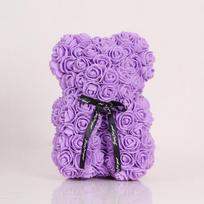Rose Bear Valentino dovana jos suasmenintai šauniai tetai, dovana mamai, dirbtinė gėlė Rose Forever Bear, rožinė dovana merginai, žmonai 25cm violetinė