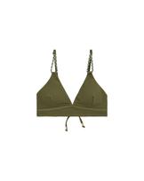 WE Fashion Bikinio viršutinė dalis alyvuogių spalva / nendrių spalva / balta