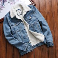 Women  Winter Denim Upset Jacket Vintage Long Sleeve Loose Jeans Coat S gray