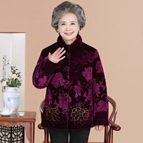 Middle-aged Old People Winter Jackets Gold Velvet Cotton Parka Grandma Thick Cotton Padded Mother's Clothes  Coat 5XL tamsiai violetine spalva