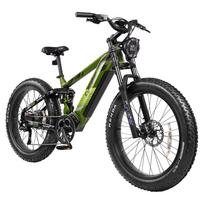 CYRUSHER Ranger 2.0 Elektrinis kalnų dviratis, 52V 20Ah LG baterija, Pilna pakaba, Shimano 9 pavarų žalia