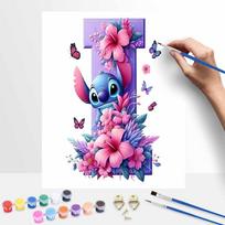 Disney Stitch Floral Painting Kit Home Decor Craft Perfect Gift Idea 20x30cm pink