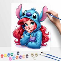 Disney Ariel Stitch oil painting digital painting art kit handmade diy gifts home decorations 50x70cm blue