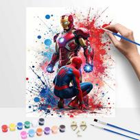 Disney Iron Man and SpiderMan Oil Paint by Numbers Painting Kit Hand Painted Home Decor Gift 50x70cm