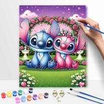 Disney digital oil painting Lilo and Stitch romantic rose garden art handmade diy home decorations 50x70cm