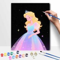 Disney princess oil painting hand painting coloring painting handmade diy home decoration gift 50x70cm white