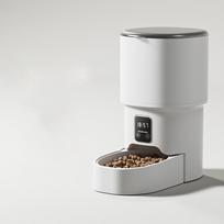 Pet Automatic Feeder 304 Stainless Steel Smartphone WiFi & Bluetooth Timed Feeding Control Smart Food Dispenser for Cats (as the picture,4L&30*25*18CM) gray