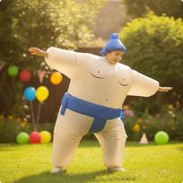 Sumo Kostiumas Greitai Pripučiamas Pripučiamas Kostiumas su Ventiliatoriumi Ilgalaikis Child 120-140cm_Blue beige