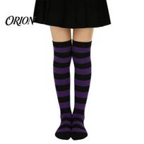 Over The Knee Striped Socks Thigh High for Women Girls, Stockings, Fashion Holiday Themed Dress Up Soft Stretchy Long Christmas Cosplay Party & Daily U blue