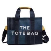 European & American Style Denim Canvas Crossbody Tote for Women - Versatile, Large Capacity Single Shoulder Handbag black