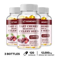 XEMENRY Tart Cherry Bilberry & Celery Seed 12000mg 120 Vegan Capsules - Antioxidant Rich Daily Wellness 120*3
