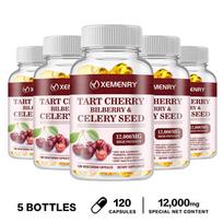 XEMENRY Tart Cherry Bilberry & Celery Seed 12000mg 120 Vegan Capsules - Antioxidant Rich Daily Wellness 120*5