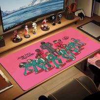 Squid Game Poster Color Mouse Pad Large Gaming Table Cushion Non-slip Laptop Tablet Big Mousepad XXL Mat Mini PC Playmat With Lock edge 30cmx60cm(11.8x23.6inch) gray
