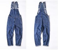 Unisex Retro Plus Size Wide-Leg Denim Overalls - Trendy Loose-Fit Streetwear S tamsiai mėlyna spalva