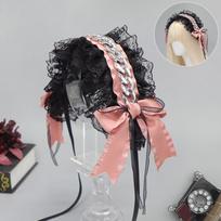 Metal chain Harajuku Spice Girl headband lace o girl headgear punk dark subculture niche hair accessories gray